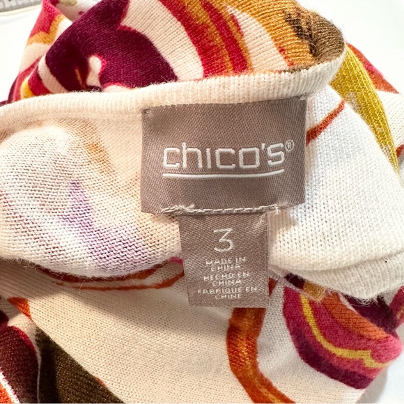 Chico’s V-Neck Sweater Touch of Cashmere Red Cream Multicolor, Size 3 (US 16/XL) - Picture 9 of 14
